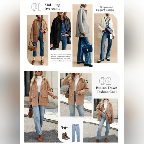 Omoone 2025 Winter Elegant Womens Pea Coat #1113 - Picture 11 of 12